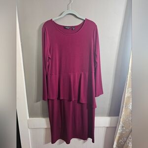 Susan Graver Burgundy Long Sleeve Dress